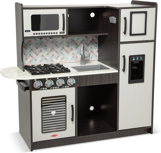 Melissa & Doug Chef's Wooden Pretend Play Kitchen for Kids with “Ice” Cube Dispenser – Charcoal Gray - FSC Certified
