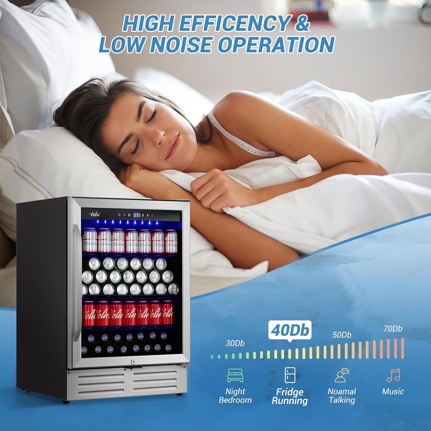 24'' Beverage Refrigerator Cooler,168 Cans Beverage and Beer Fridge with Glass Door, Built-in/Freestanding Drink Fridge for Kitchen, Bar or Office, Stainless Steel Silver