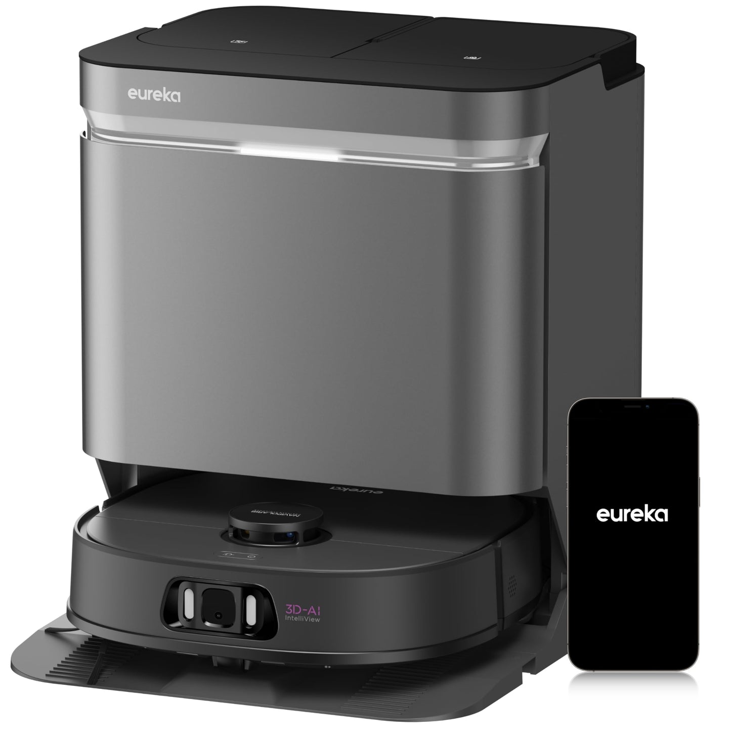 Eureka J15 Ultra Self Emptying Robot Vacuum, 19,000 Pa Suction, Flex-Arm Mop Design, 167℉Hot Water Mop Washing & 131°F Hot Air Drying, AI Obstacle Avoidance, Black