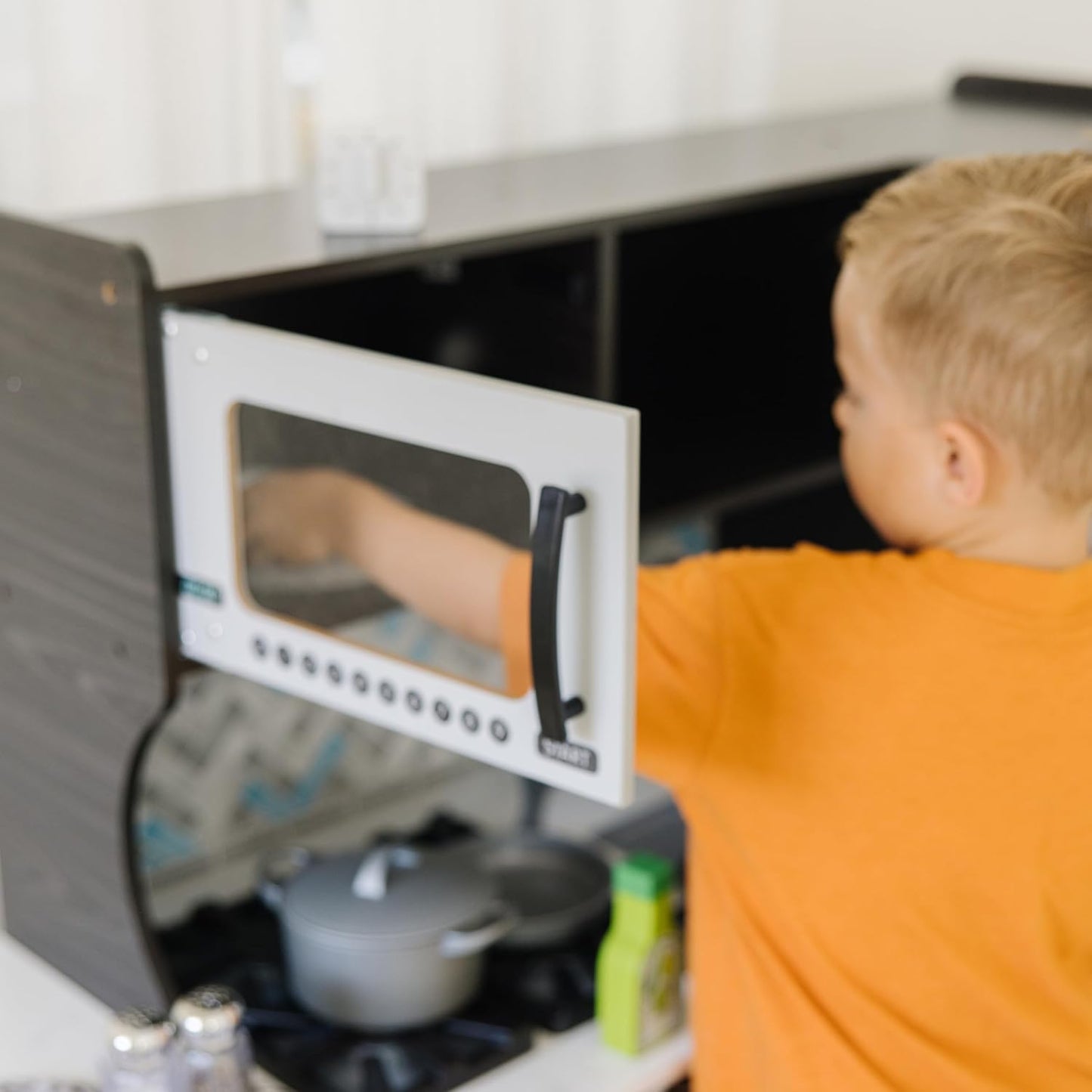 Melissa & Doug Chef's Wooden Pretend Play Kitchen for Kids with “Ice” Cube Dispenser – Charcoal Gray - FSC Certified